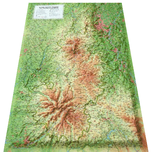 Carte en relief, Le Parc Naturel Régional des Volcans d'Auvergne